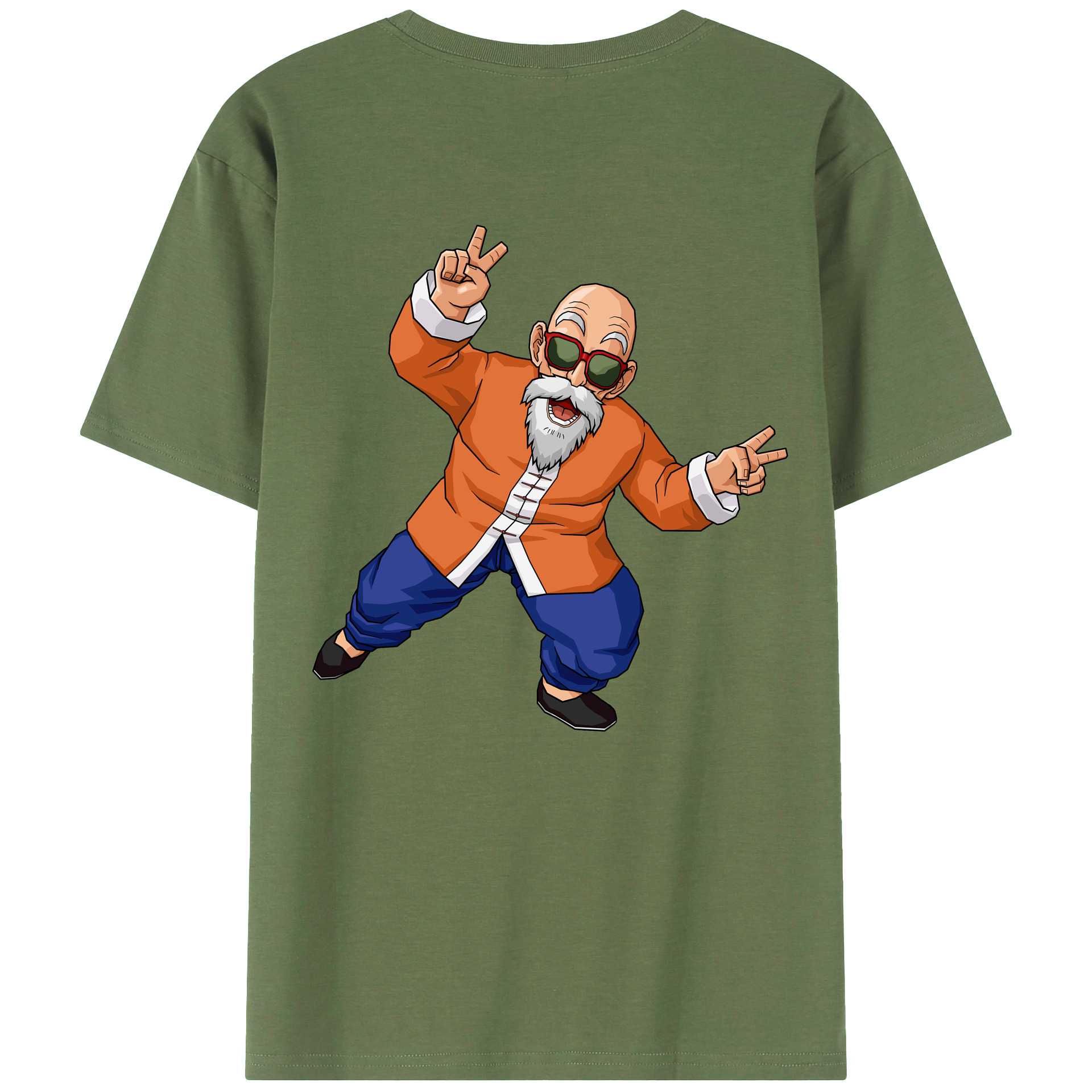 （画像用） ドラゴンボール 亀仙人（かめせんにん） DRAGON BALL Master Roshi Kame Sennin 綿100％ メンズ半袖Tシャツ（バックプリント） 通気性